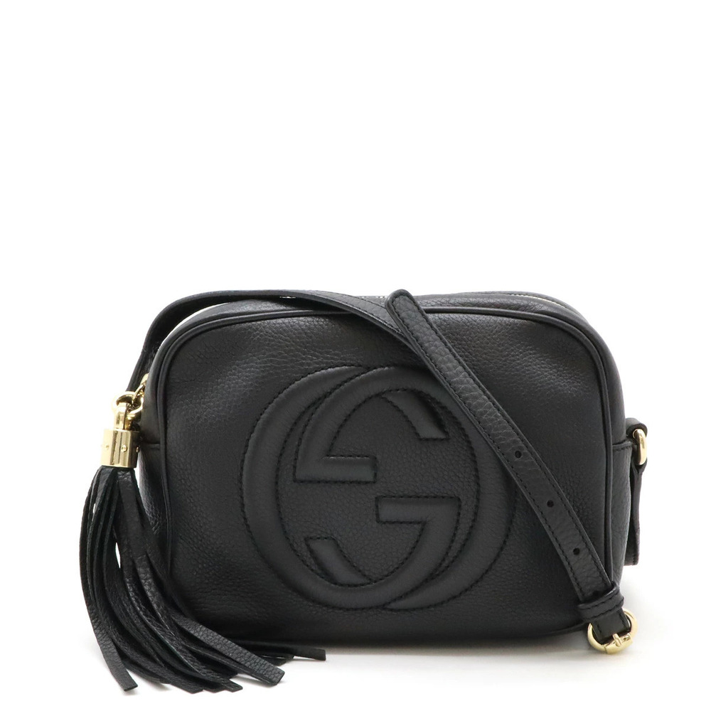Gucci Soho Disco Tassel Fringe Crossbody Bag Leather Black
